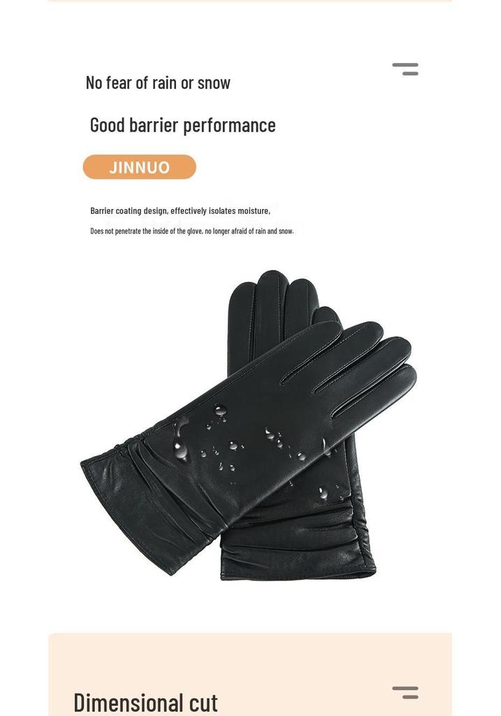 Women's Korean Style Sheepskin Fingerless Motorcycle Gloves - Warm, Thicken Real Leather Winter Wear