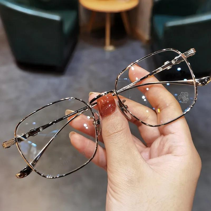 Top Selling High-End Presbyopia Glasses Resin Lens Anti Blue Light Large Frame Metal Glasses 1.0 To 4.0 Far Sighted Glasses