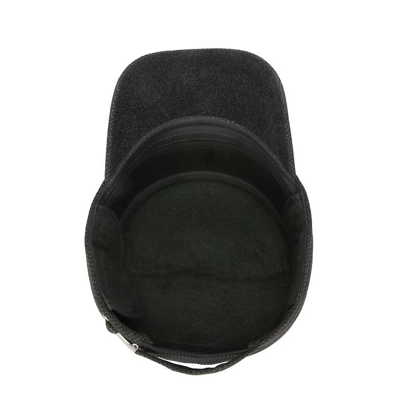 New Men'S Hat Winter Cotton Plus Ear Protectors Woolen Flat Top Hat Middle-Aged Elderly Hat Outdoor Thermal Hat