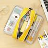 Large Capacity Pencil Case 3 Compartment Pouch Pen Bag for School Teen Girl Boy Men Women,Yellow