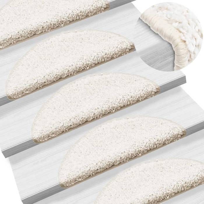 VidaXL Stair Carpet 10 Pieces 56 X 17 X 3 Cm White Semicircular 149795