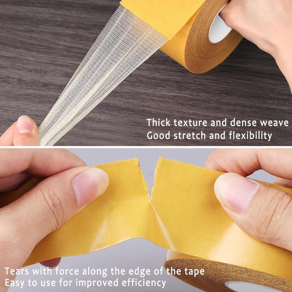 1PC Heavy-Duty Double-Sided Tape,=Super Strong Adhesive With Fiberglass Mesh For Walls & Glass, Waterproof Transparent Mounting Tape
