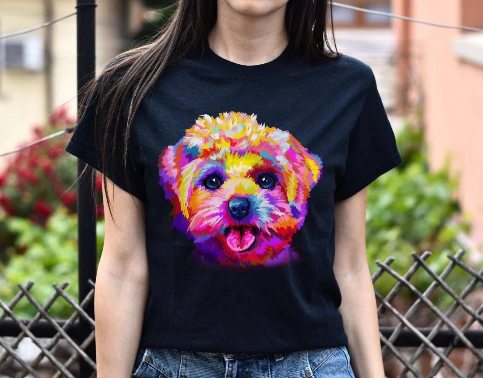 Watercolor Bichon Frises dog Unisex shirt S-2XL black navy dark heather L