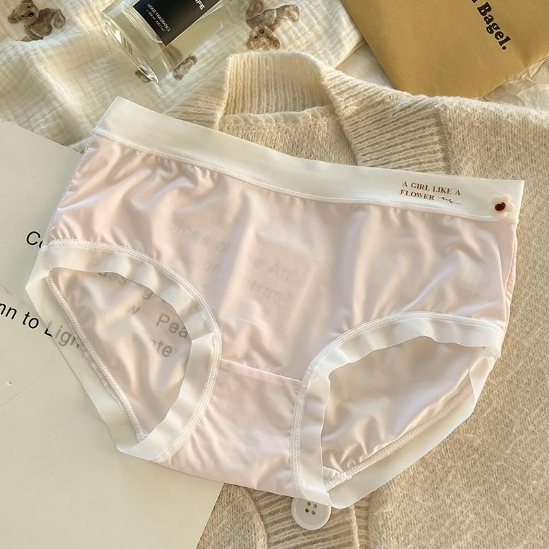 Summer Ice Silk Underwear For Women, Mid-waist Breathable Ultra-thin Underwear For Facial Mask