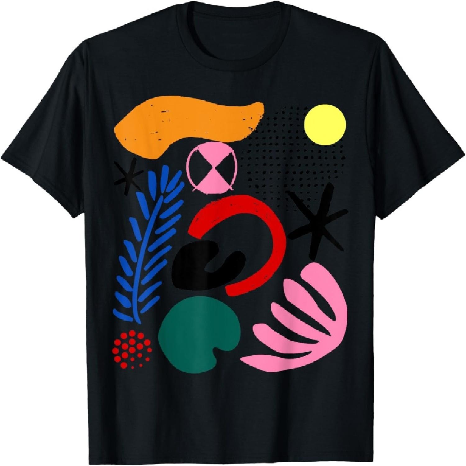 Abstract Gestural & Organic Fluid Shapes ART GIFT Modernist T-Shirt S
