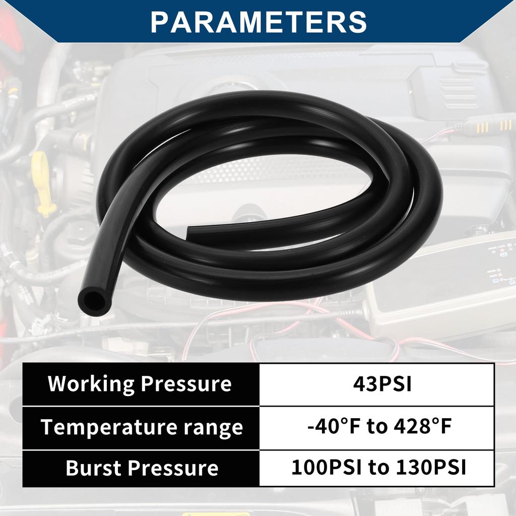 Hihaha Silicone Vacuum Tube Hose for Automobile Vacuum Line High Temperature 5.5ft 1/2" 12mm Inner Diameter 3.5mm Thickness 1pc Black