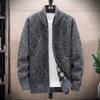 Men's Cardigan Sweaters Knitted Full Zip Collared Regular Fit Jacket Casual Color Block Baggy Winter Warm Coat