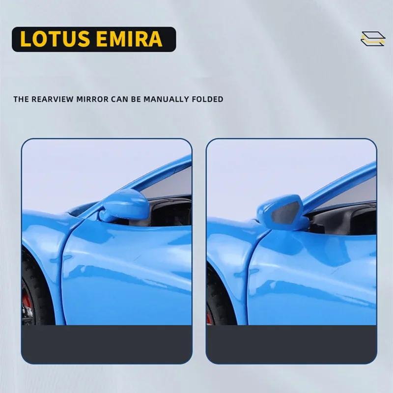 1/24 Lotus Emira Evija Alloy Sports Car Model Diecasts Metal Racing Car Vehicles Model Simulation Sound Light Collection KidsToy