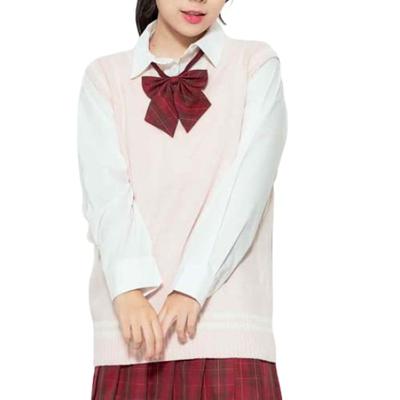 WEGO Gilet Scolaire en Maille Étudiant Uni Gilet de Trajet pour Lycée et Collège Automne et Printemps et Tailles Gilet Rose Gilet pour Femme, Haut,