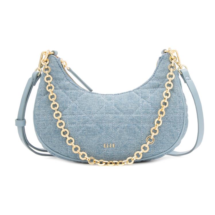 New ELLE Fabric Shoulder Bag Women's Black/Brown/Light Blue E22F1422462