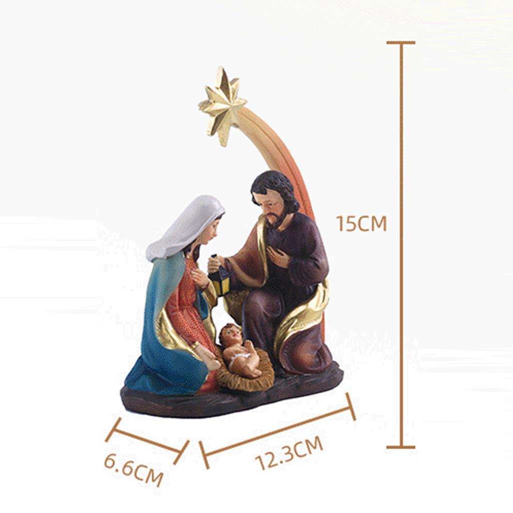 Resin Holy Family Figure Christmas Nativity Scene Figurine Religious Ornament Jesus Birth Sculptures Decoration