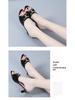 2022 Summer Mid-Heel Peep-Toe Bow Strap Stiletto Slippers for Women - Plus Size Available