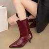 Minimalist Retro Stiletto Mid-Leg Boots Women'S  New Fashionable Pointed Toe Wide-Leg Spring And Autumn Single Boots