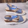 Plus Size Women's 2024 Spring/Summer Wedge Heel Sandals with Metal Buckle