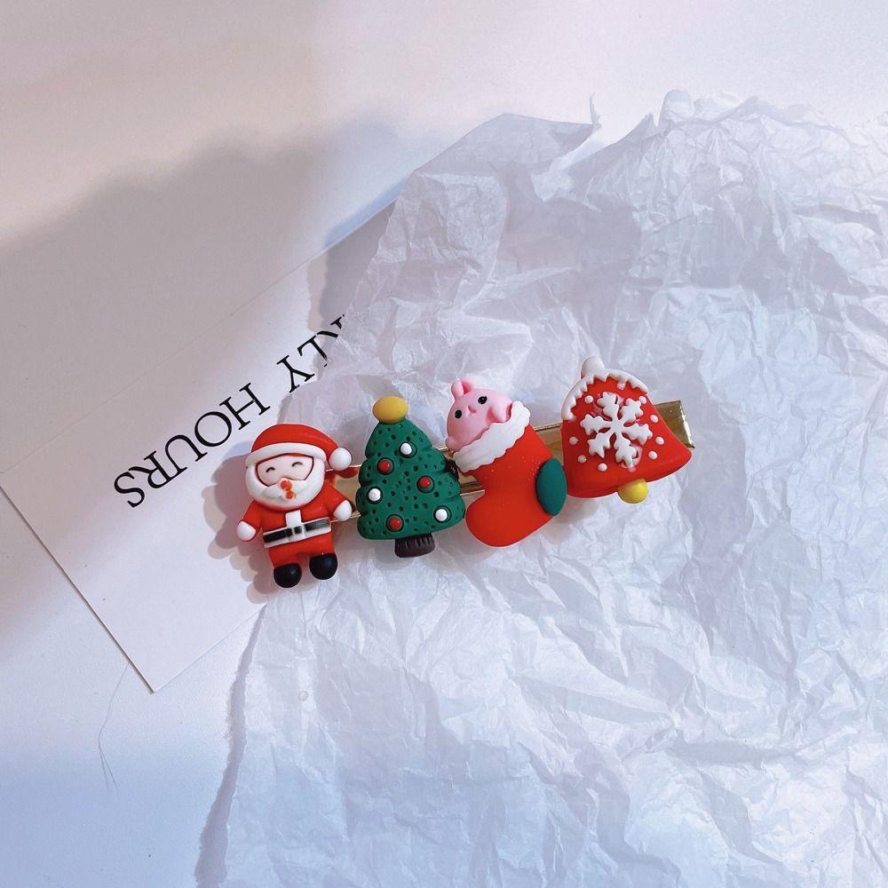 Children Cute Kids Gifts Christmas Hair Clip Elk Headwear Santa Claus Hairpin Hair Accessories