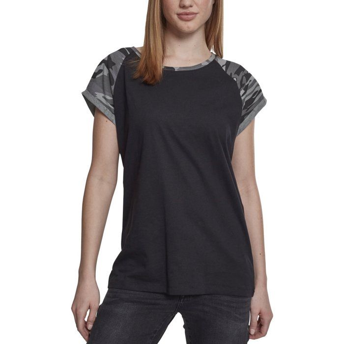 T-Shirt Contrast Raglan - URBAN CLASSICS - Homme - Manches courtes - 100% coton - Noir