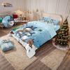3pcs Christmas cartoon snowman print coreless duvet set multi size bedroom dormitory bedding holiday decoration machine washable
