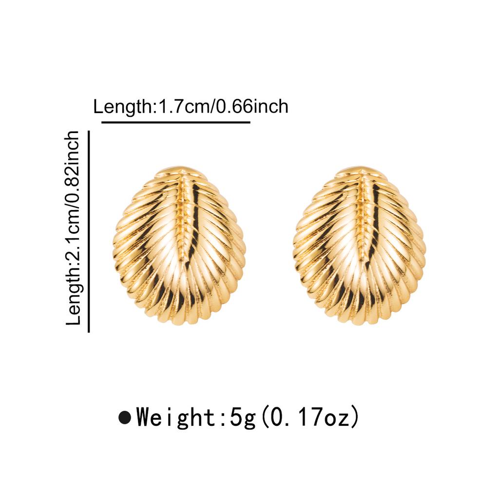18K Gold Stainless Steel Stud Earrings Women Vintage Ocean Element Vacation Style Titanium Steel Fashion Ear Jewelry New Arrival