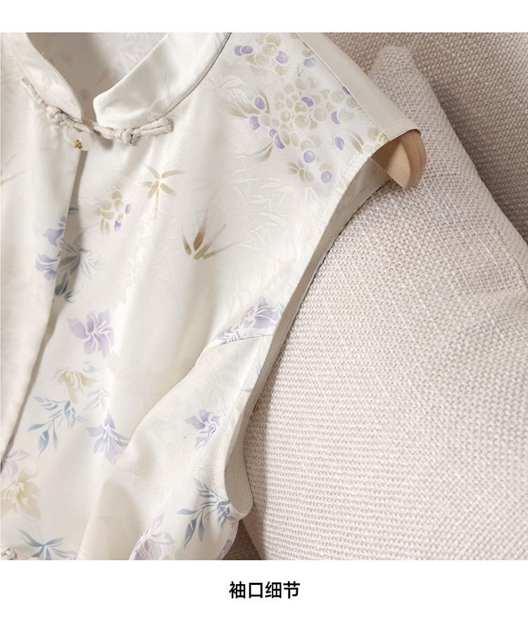 New Chinese Style Printed Vest Jacket for Women