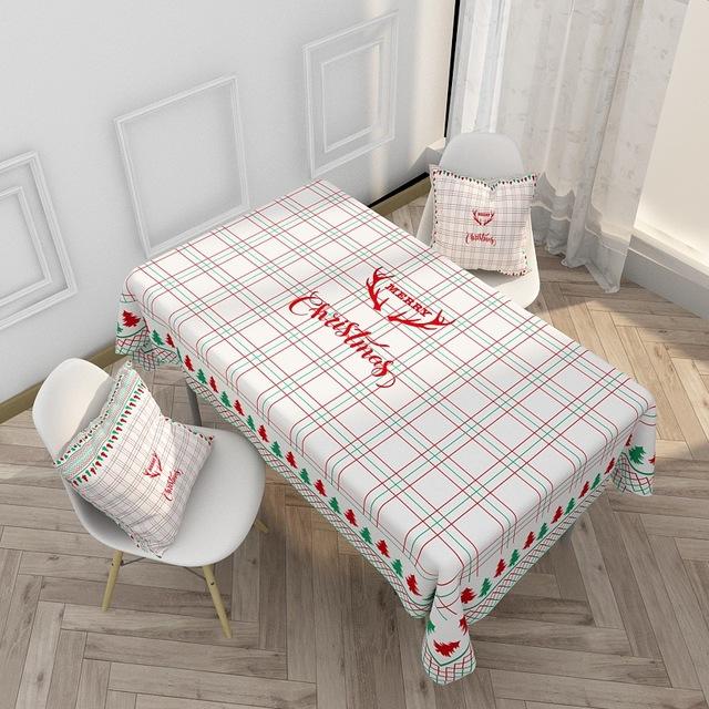 Red Christmas  Waterproof And Oilproof Tablecloth Cartoon Holiday Printing Elk Series Tablecloth Wedding Decoration Table Mat