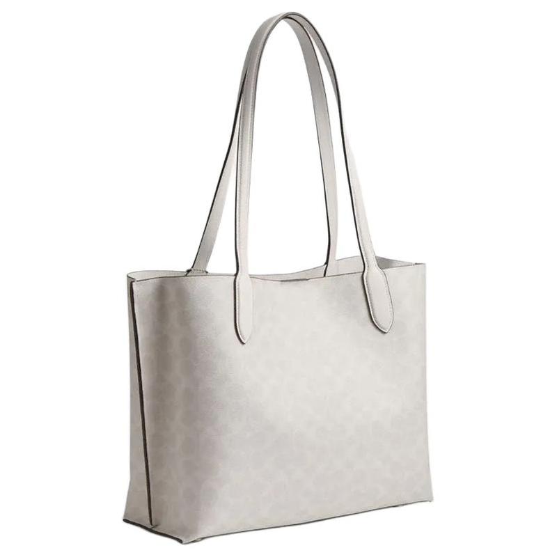 COACH Willow 34 Classic Print Logo Artificial Leather Tote Bag Shopping Bag Shoulder Bag Large Women’s Chalk White