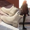 Fashion Brand New Chelsea Boots Soft Leather Ankle Booties Women Autumn Slip-On Platform Shoes Fashion Femme Plush Warm Winter