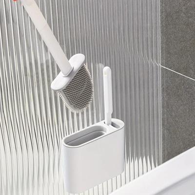 Silicone TPR Toilet Brush and Holder Toilet Bowl Brush with Holder Set Wall Hanging Toilet Brush Silicone Bristles for Floor