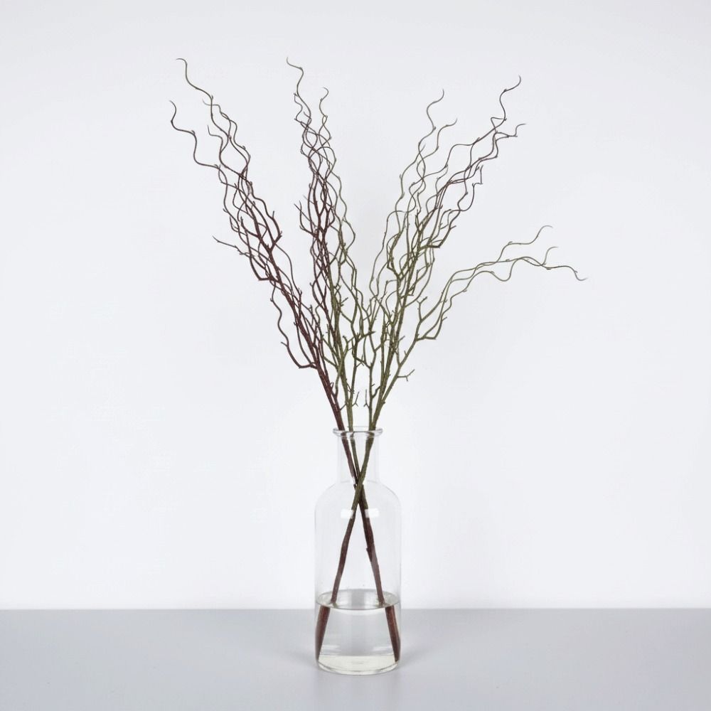 120cm Délka Umělá Vrbová Větev Realistický Design Měkká Textura Umělé Větvičky 4-Vidlicový Kadeřavý Tvar Simulace Větve Stromu