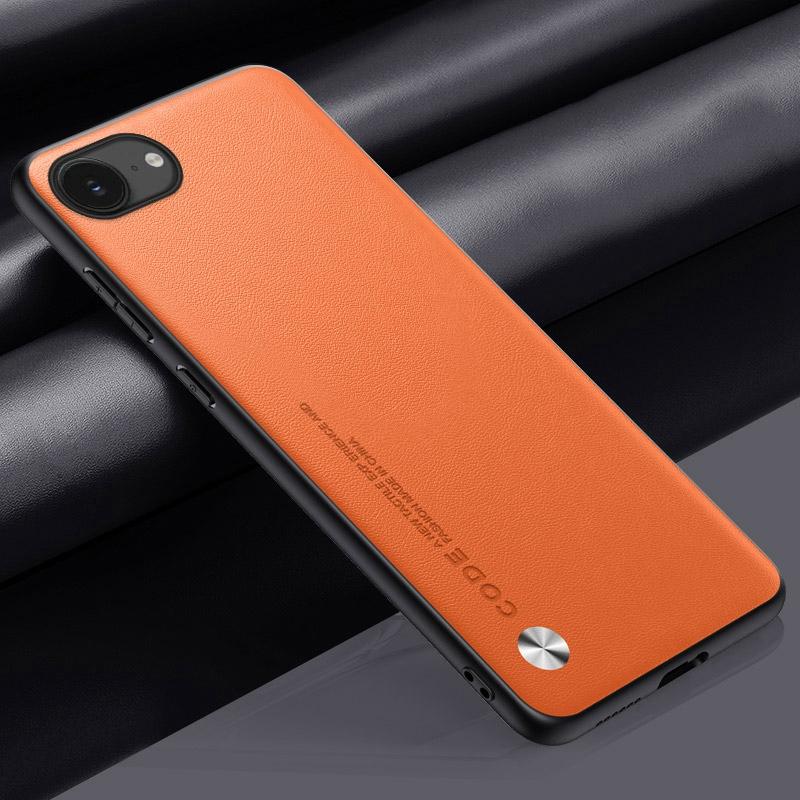

Роскошный чехол из искусственной кожи для iPhone 16E, задняя крышка, матовый силиконовый защитный чехол для телефона iPhone 16 E, iPhone16E, iPhone16 E, чехол For iPhone 16E оранжевый