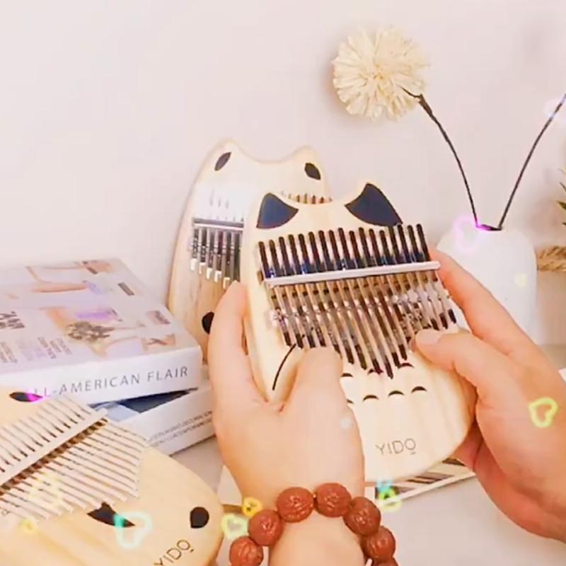 17 Keys Mini Thumb Piano, Finger Piano Musical Instrument for Kids Adults and Beginners, Music Gifts Wood Finger Piano