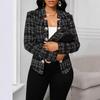 Women S Fitted Plaid Long Sleeve Button Blazer