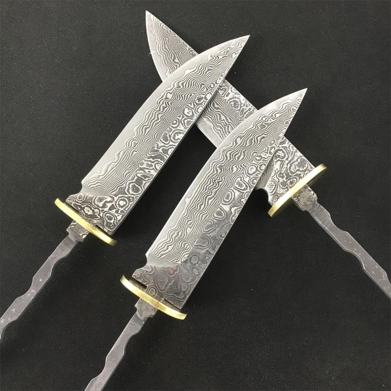 Damascus Steel Fixed Blade Knife Blanks - Unfinished Blade Forging Blanks, Semi-finished Knife Blank | DIY Knife Accessories