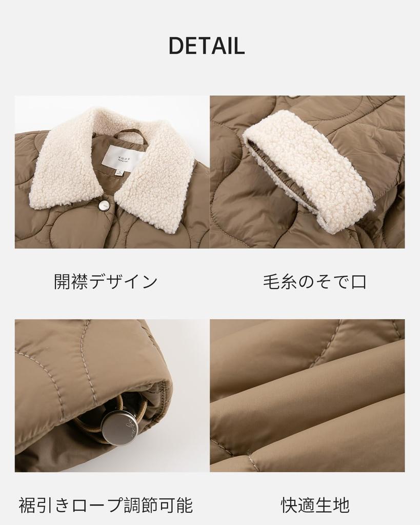 MOHO&MO Quilted Padded Jacket for Women, Faux-Shearling Collar, Lightweight Windproof, Size S