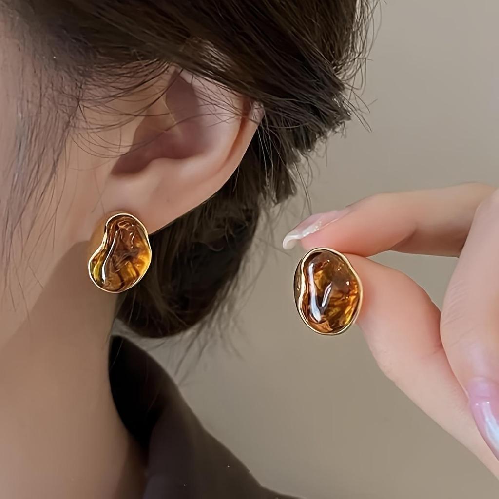 Amber Stud Earrings: 2025 Edition - Unique, High-End, Handmade Design for a Distinctive Vacation Look