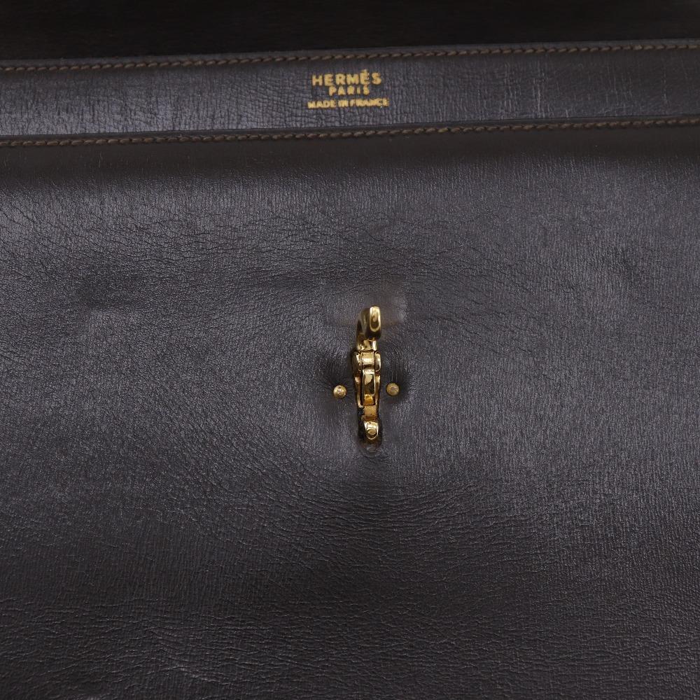 Hermes Paronniere Handtasche vintage Braun Box carf Damen Gebraucht