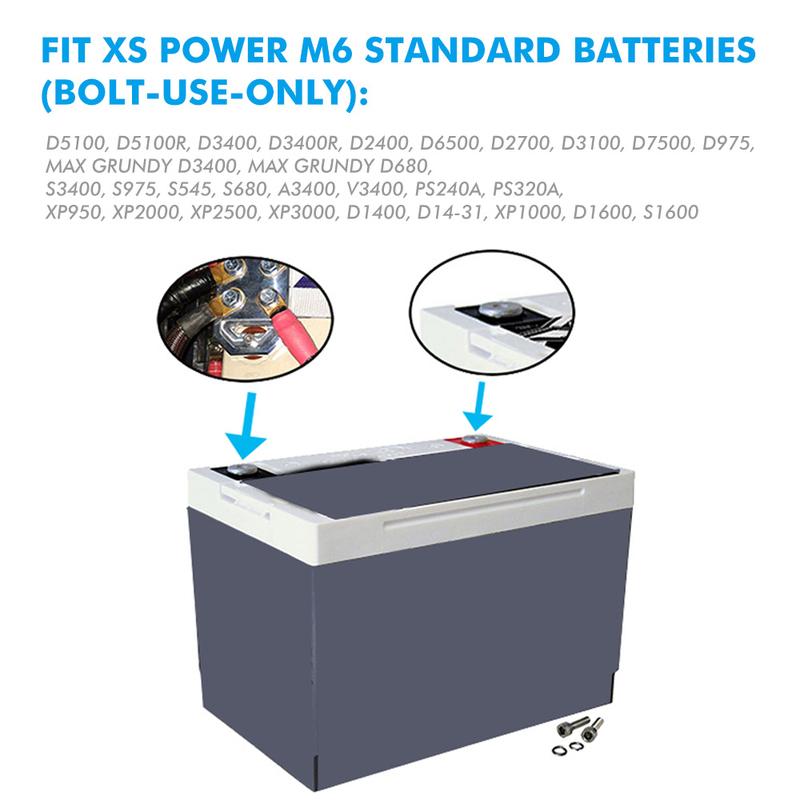 2pcs 6 Spot Flat Battery Terminals for XS Power M6 Standard Batteries(BOLT-USE-ONLY), Applicable to Car Audio, External Lighting