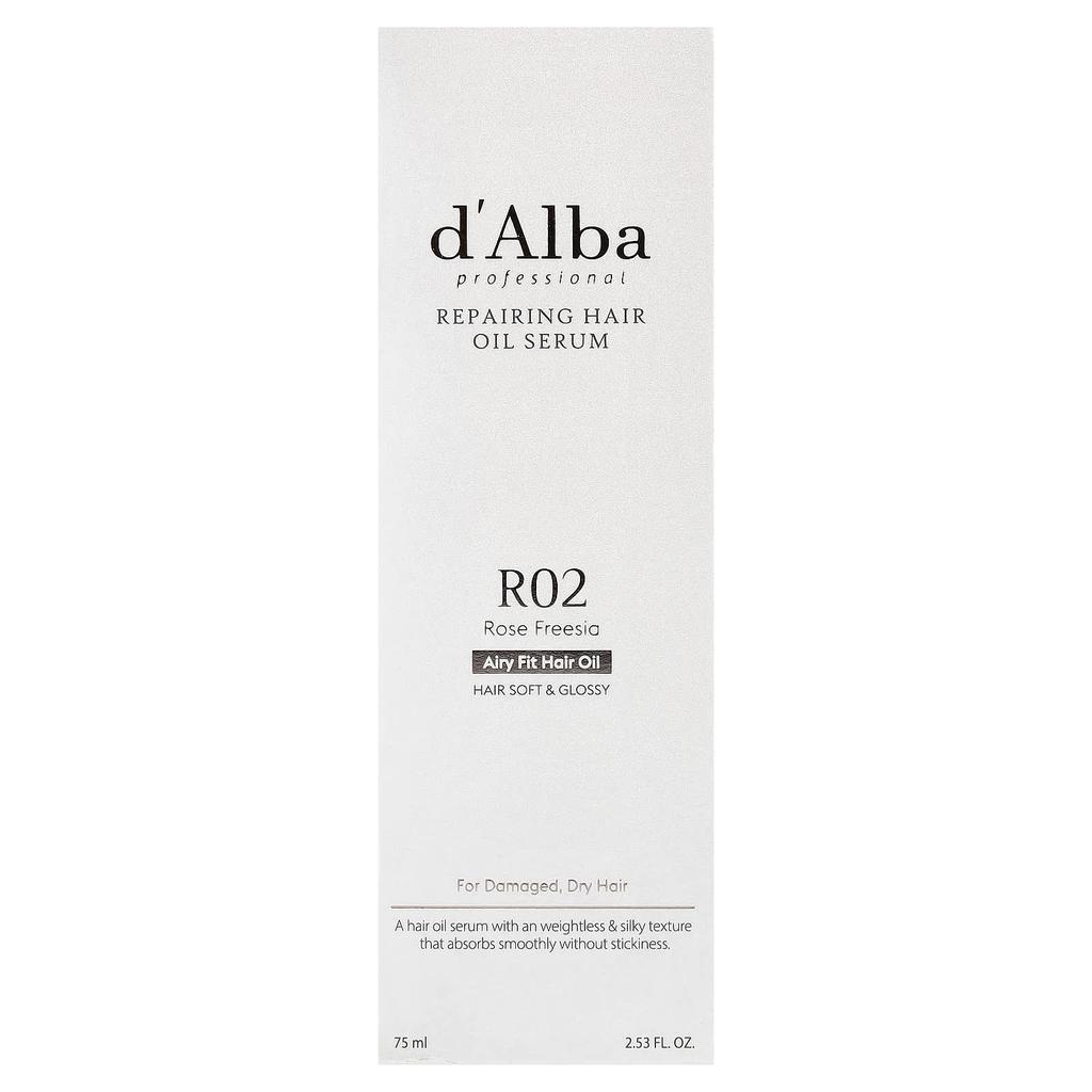 d'Alba, Professional, Repairing Hair Oil Serum, For Damaged Dry Hair, R02 Rose Freesia, 75ml