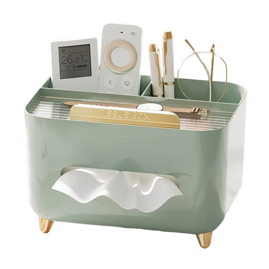 Multifunctional Tissue Box Cover Holder with Storage Compartments Large Capacity Rectangular Napkin