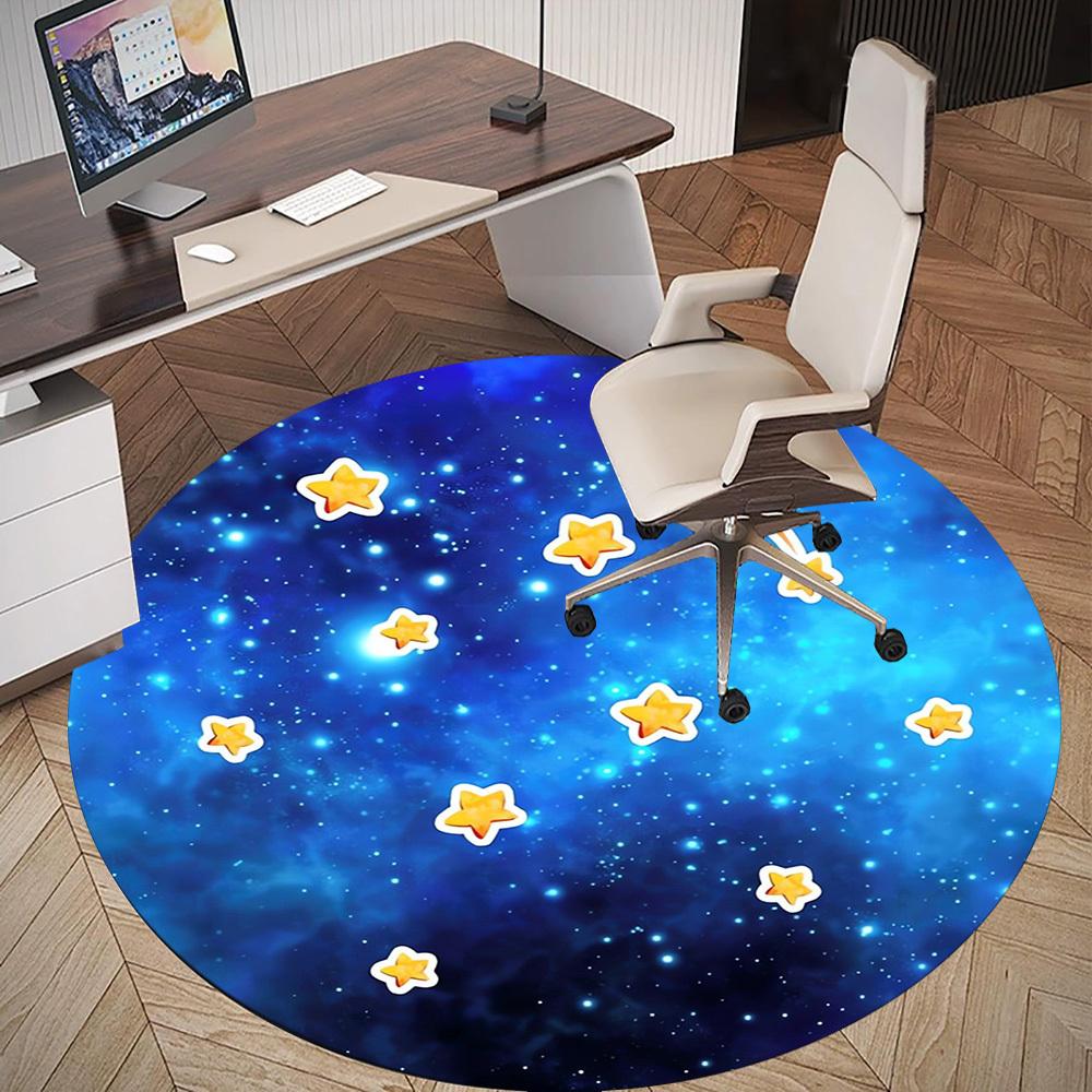 1pc Shooting Star Cosmic Round Chair Mat Area Rug - Non-Slip, Floor Mat for Office, Bedroom, Home Decor Christmas Gift P0811127