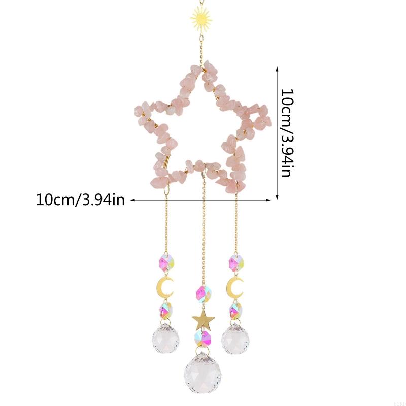 62KD Natural for raw Stone Amethyst Light Crystal Wind Chimes Pendant Dream Rainbow