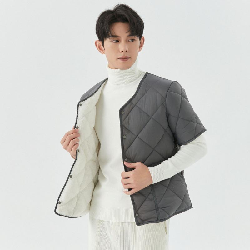 New Winter Men's Short-sleeved Fleece Warm Home Cotton-padded Clothes Men's Cotton-padded Clothes Top 2455