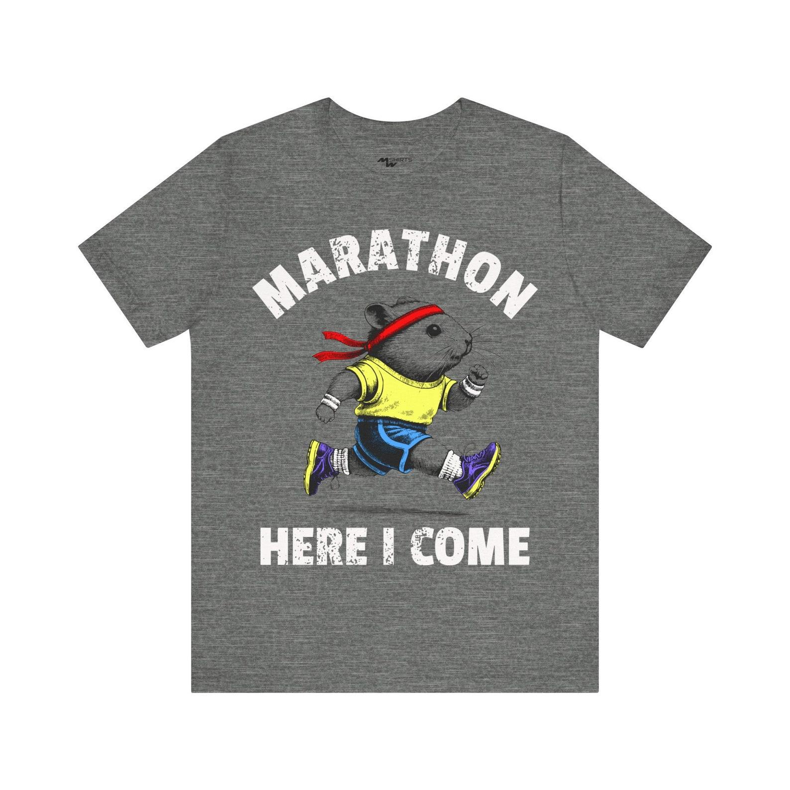 Jogging Hamster T-Shirt: Marathon Here I Come Motivational Design 4XL