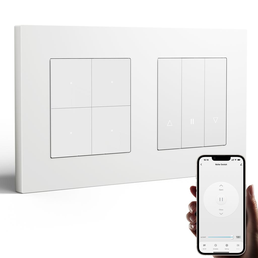 BSEED Zigbee Shutter Switch Series Wall Smart Click Switches Yellow Backlight Plastic Frame Tuya APP Roller Switch