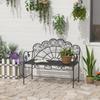 Metal Garden Bench Loveseat with Slatted Seat, Black