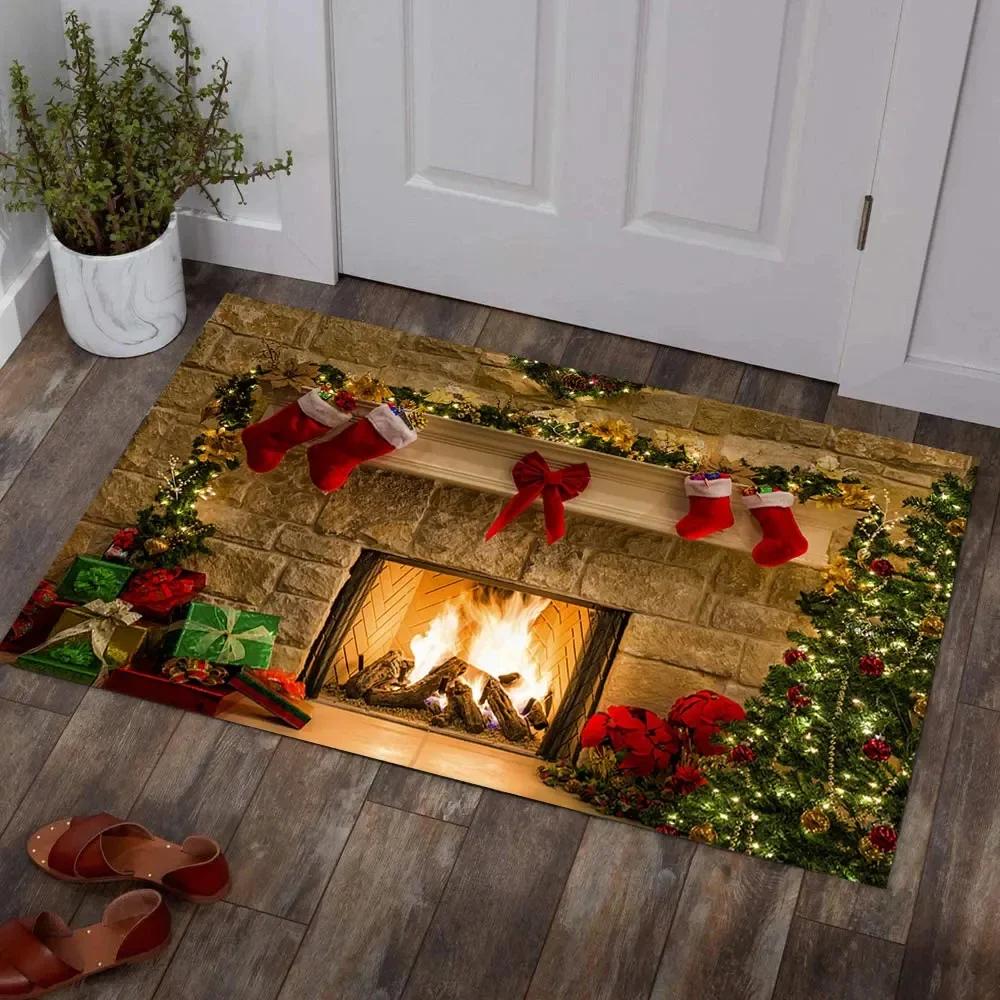 

Christmas Carpet Area Rugs Anti-slip Soft Doormat For Living Room Bedroom Kitchen Bathroom Floor Mat Decor 40x60cm 16x24 inch