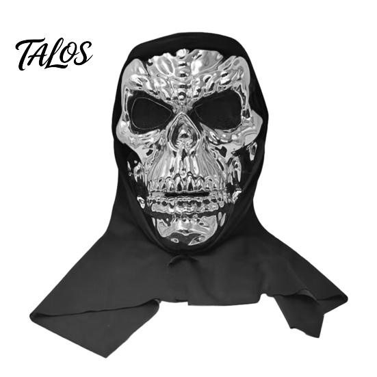 Full Head Black Scarf Mask Halloween Skull Mask, with Breathable Mesh Eyes Design, Mirror Texture Headscarf for Adults Party Props Face