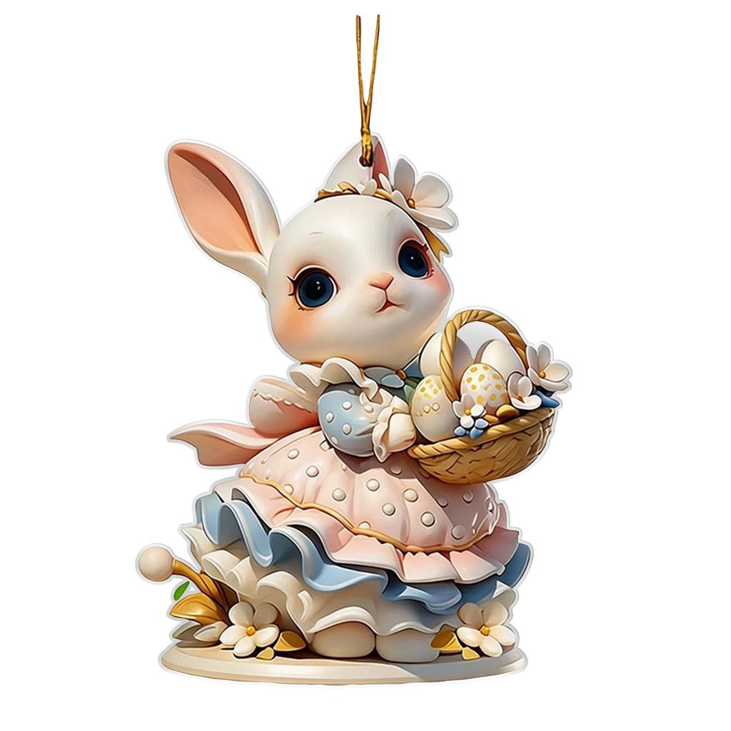 Easter Bunny Wall Decor 2D Flat Acrylic Bunny Egg Easter Pendant, Spring Rabbits And Egg Table Sign Decorations