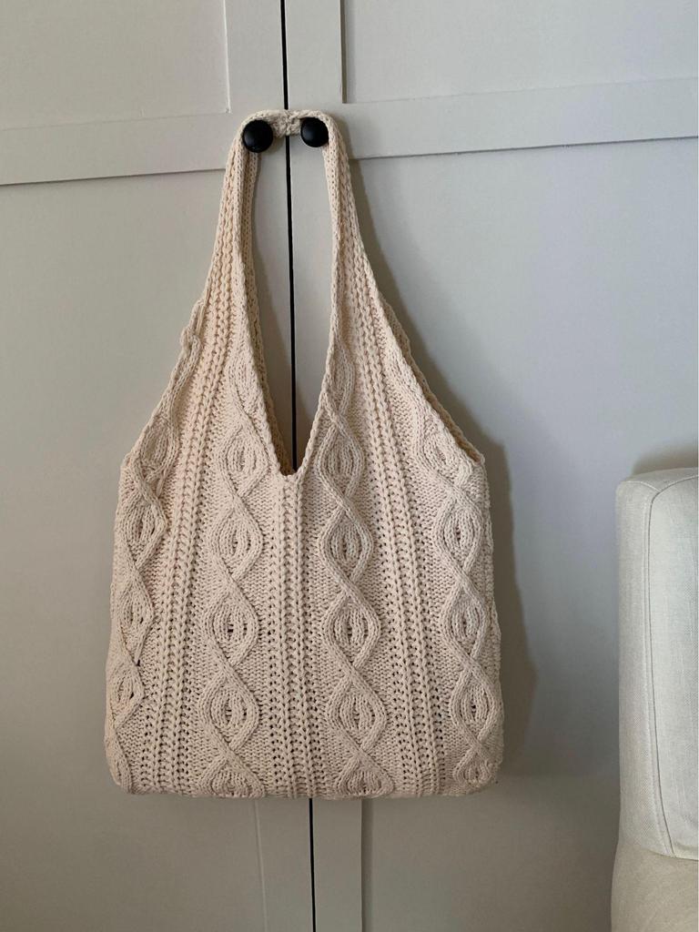 Handmade Retro Knitted Yarn Tote: Versatile Women's Shoulder Bag & Handbag