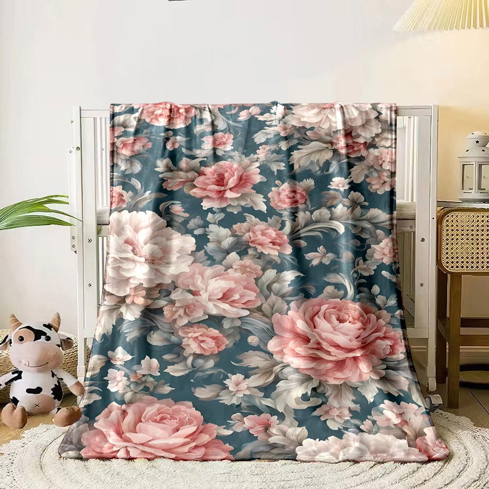 Vintage Floral Blanket bedroom Blanket for Livingroom Couch lunch break Soft throw for Friend's festival Gift