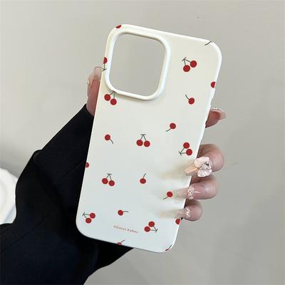 Cute Cartoon Red Cherry Pattern Printed Phone Case For iPhone 16 Pro Max 15 14 13 12 11 Pro Plus 16E Shockproof Protective Cover